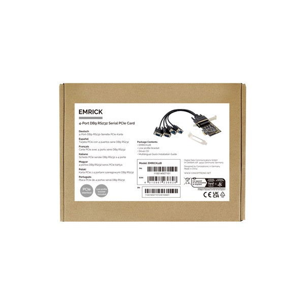 Conceptronic bővítőkártya - emrick11b (pcie x1 to 4x db9 (rs-232))