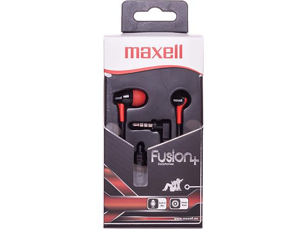 Fülhallgató, mikrofonnal, MAXELL "Fusion+", piros-fekete