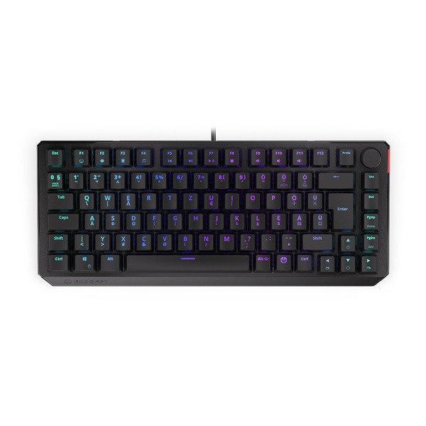 Endorfy billentyűzet - thock 75% (rgb, kailh red switch, mechanikus, 82 gomb, 1,8m, hu, fekete)