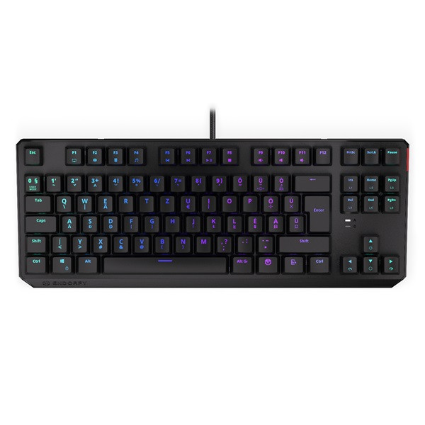 Endorfy billentyűzet - thock tkl (rgb, kailh red switch, mechanikus, 87 gomb, 1,8m, hu, fekete)