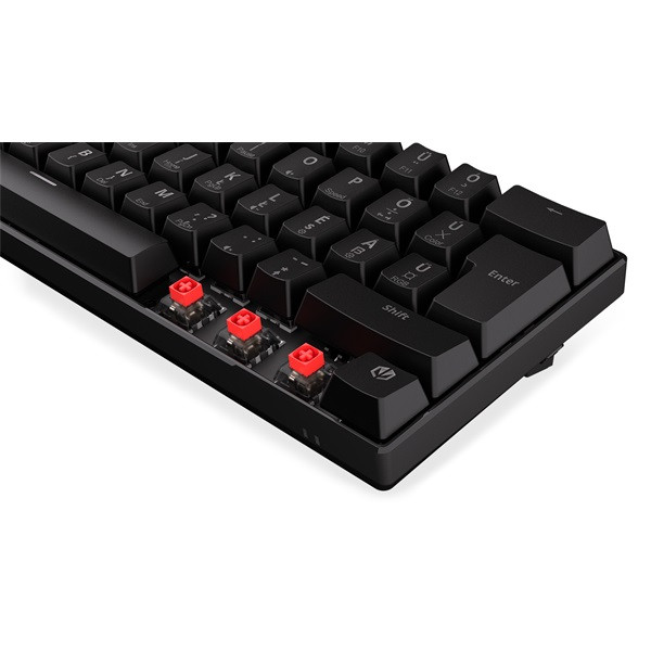 Endorfy wireless billentyűzet - thock compact (rgb, kailh red switch, mechanikus, 61 gomb, hu, fekete)