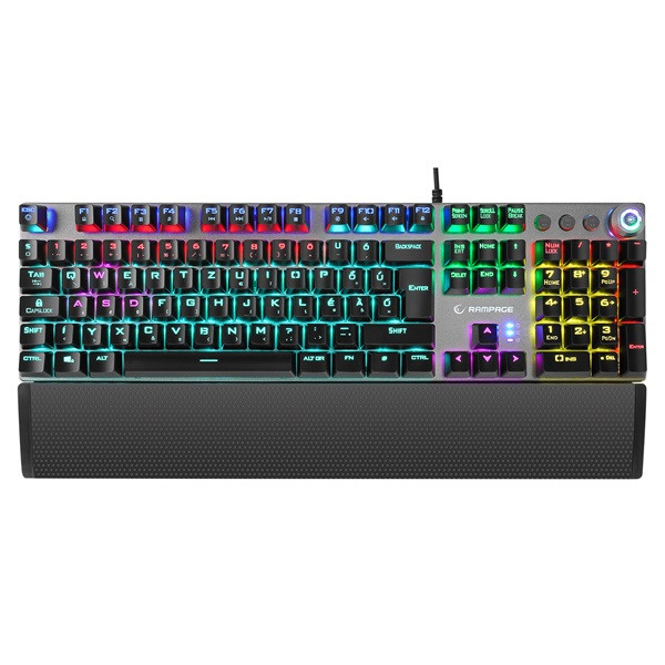 Rampage billentyűzet - kb-r28 blade plus (vezetékes, mechanikus, blue switch, magyar led, n-key, usb)