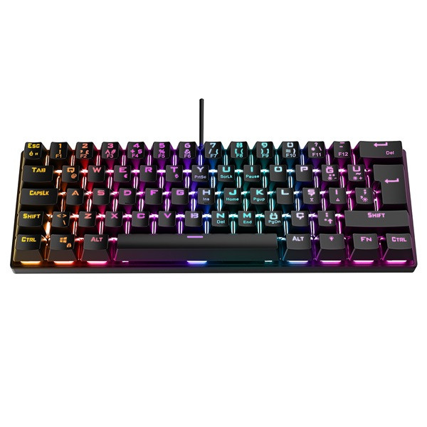 Rampage billentyűzet - plower k60 black us (vezetékes, mechanikus, blue switch, angol, fekete, rgb led)