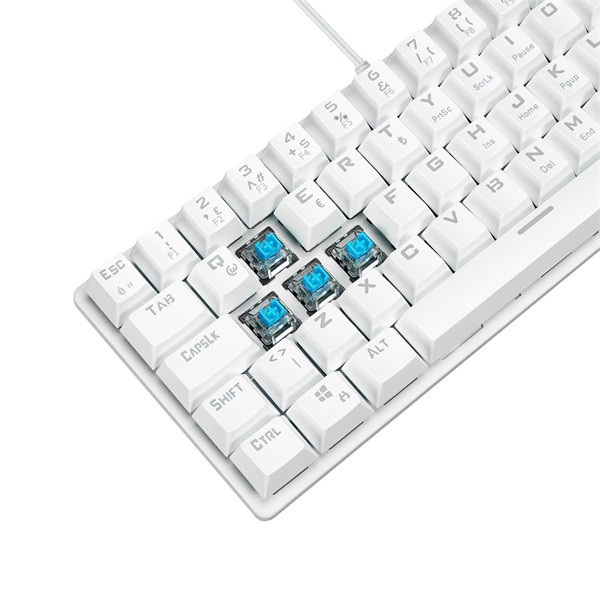Rampage billentyűzet - plower k60 white us (vezetékes, mechanikus, blue switch, angol, fehér, rgb led)
