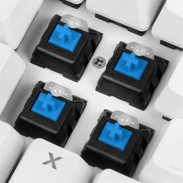 Sharkoon billentyűzet mechanikus - skiller sgk3 white/blue (kailh blue mechanika; világítás; fehér; angol)