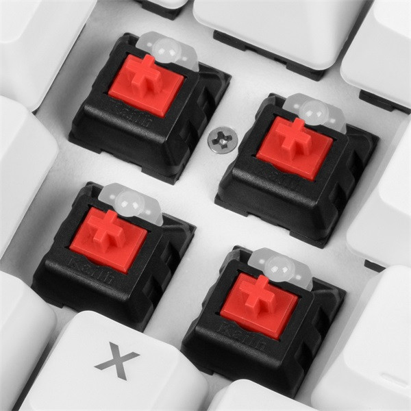 Sharkoon billentyűzet mechanikus - skiller sgk3 white/red (kailh red mechanika; világítás; fehér; angol)