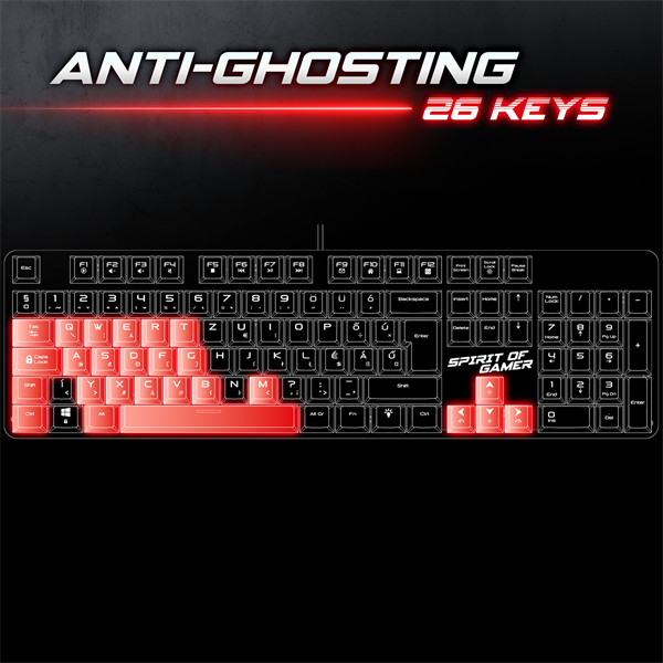 Spirit of gamer billentyűzet mechanikus - xpert k250 (105 gomb, sog red, rgb led,usb, anti-ghosting, fekete, magyar)