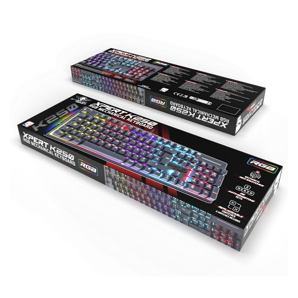 Spirit of gamer billentyűzet mechanikus - xpert k250 (105 gomb, sog red, rgb led,usb, anti-ghosting, fekete, magyar)
