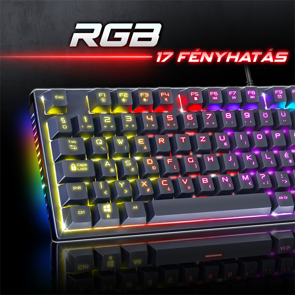 Spirit of gamer billentyűzet mechanikus - xpert k250 (105 gomb, sog red, rgb led,usb, anti-ghosting, fekete, magyar)