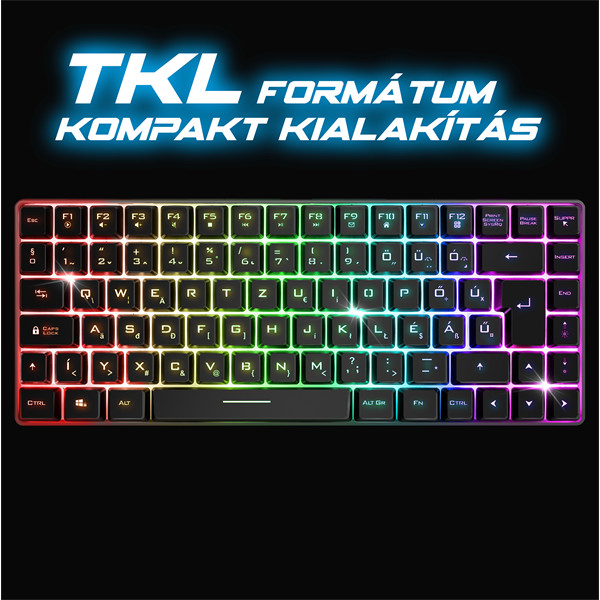 Spirit of gamer billentyűzet vezeték nélküli - elite k70 (tkl, 85 gomb,, rgb led,usb, anti-ghost, fekete, magyar)