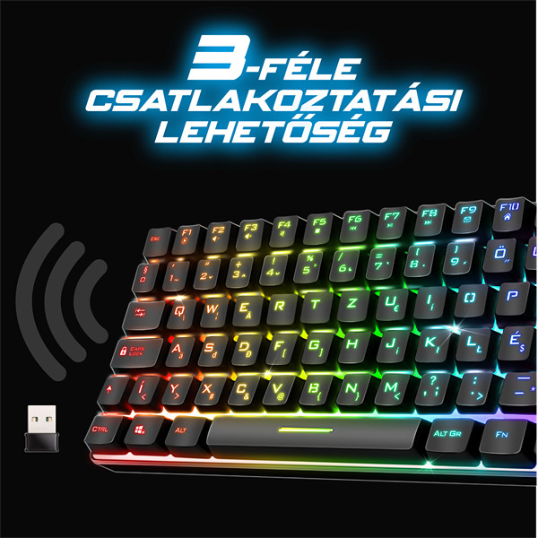 Spirit of gamer billentyűzet vezeték nélküli - elite k70 (tkl, 85 gomb,, rgb led,usb, anti-ghost, fekete, magyar)