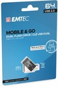 Pendrive, 64GB, USB 2.0, USB-A/microUSB, EMTEC "T260B Mobile&Go"
