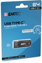 Pendrive, 64GB, USB-C 3.2, EMTEC "D400 Type-C", fekete