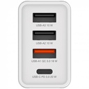 Hálózati töltő, 1xUSB-C PD (20W), USB-A QC 3.0, 2xUSB-A (10W), VERBATIM, fehér