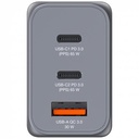 Hálózati töltő, 2xUSB-C PD (65W), USB-A QC 3.0, EU/UK/US, GaN, VERBATIM