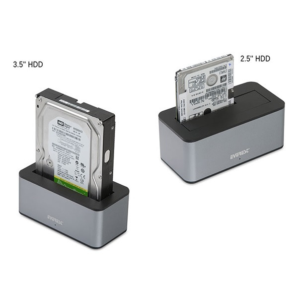 Everest hdd dokkoló - hd3-530 (2,5"/3,5" hdd usb-a 3.0, max.: 8tb, szürke)
