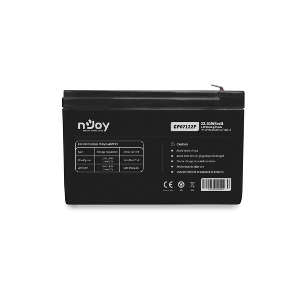 Njoy szünetmentes akkumulátor - gp07122f (12v/7ah, t2/f2, zárt, gondozás mentes, agm)
