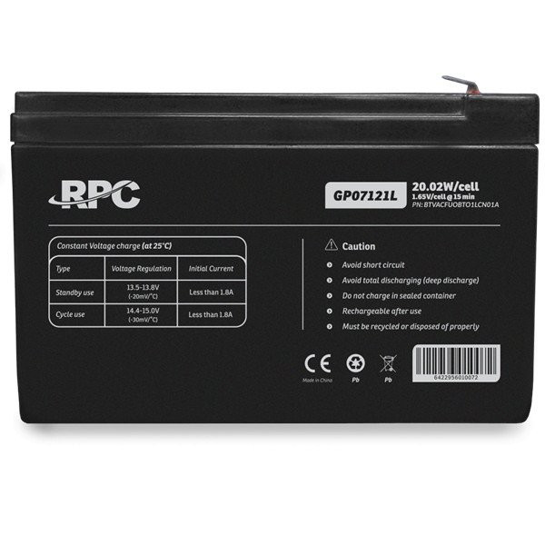 Rpc akkumulátor - gp07121l (12v/7ah, t1/f1, zárt, gondozás mentes, agm)