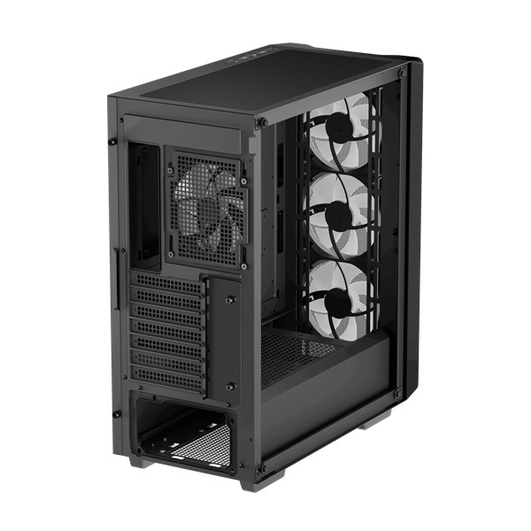 Deepcool számítógépház - cc560 mesh v2 (fekete, ablakos, 4x12cm a-rgb ventilátor, atx, 2xusb3.0, fekete)