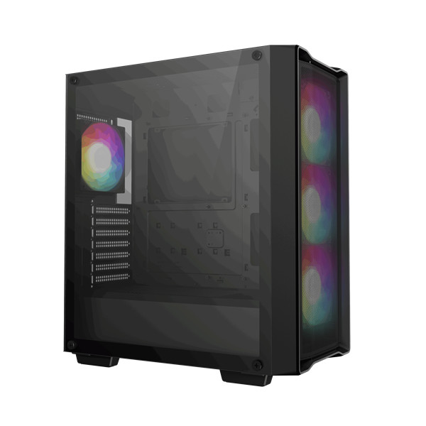 Deepcool számítógépház - cc560 mesh v2 (fekete, ablakos, 4x12cm a-rgb ventilátor, atx, 2xusb3.0, fekete)