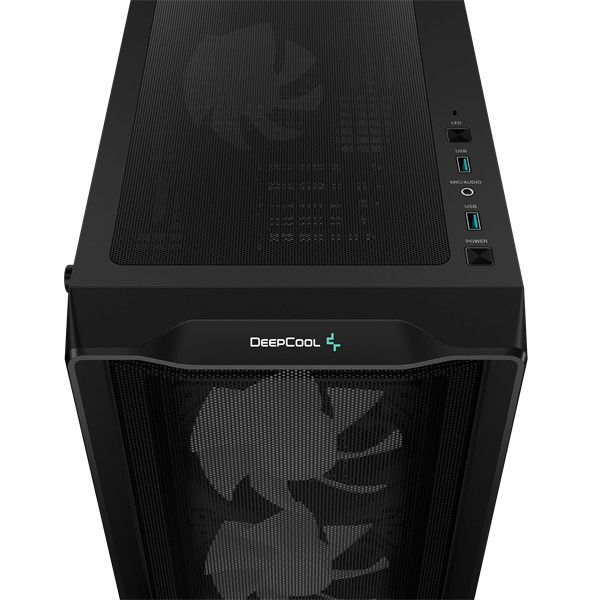 Deepcool számítógépház - cc560 mesh v2 (fekete, ablakos, 4x12cm a-rgb ventilátor, atx, 2xusb3.0, fekete)