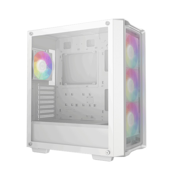 Deepcool számítógépház - cc560 mesh wh v2 (fekete, ablakos, 4x12cm a-rgb ventilátor, atx, 2xusb3.0, fehér)