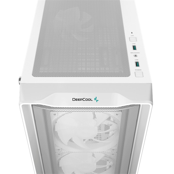 Deepcool számítógépház - cc560 mesh wh v2 (fekete, ablakos, 4x12cm a-rgb ventilátor, atx, 2xusb3.0, fehér)
