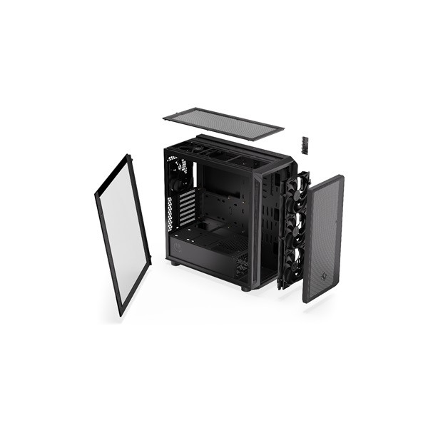 Endorfy számítógépház - arx 700 air (atx /micro atx/itx, 1xusb-c, 2xusb3.0, 5x12cm ventilátor, ablakos, fekete)