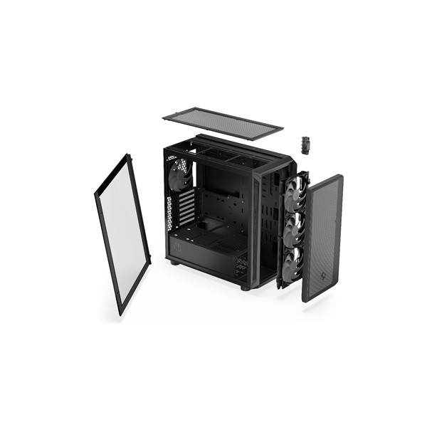 Endorfy számítógépház - arx 700 argb (atx /micro atx/itx, 1xusb-c, 2xusb3.0, 4x14cm led ventilátor, ablakos, fekete)