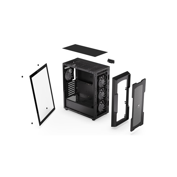 Endorfy számítógépház - regnum 400 argb (atx /micro atx/itx, 2xusb3.0, 4x12cm led ventilátor, ablakos, fekete)