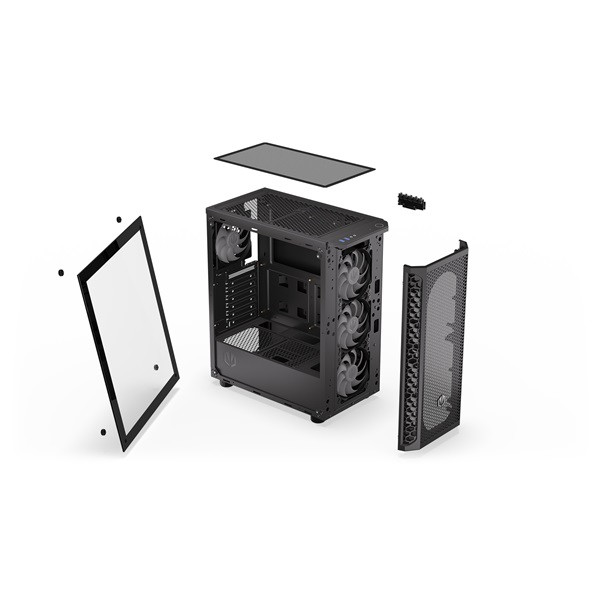 Endorfy számítógépház - signum 300 argb (atx /micro atx/itx, 2xusb3.0, 4x12cm led ventilátor, ablakos, fekete)