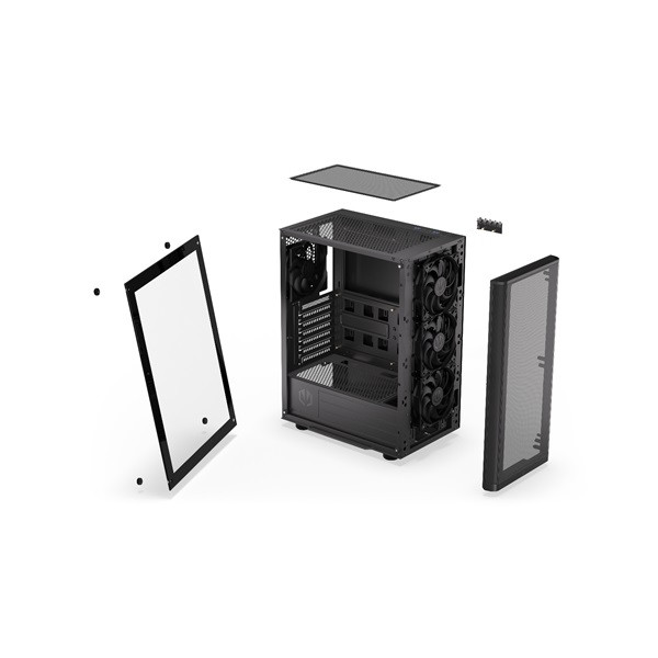 Endorfy számítógépház - ventum 200 air (atx /micro atx/itx, 2xusb3.0, 4x12cm ventilátor, ablakos, fekete)