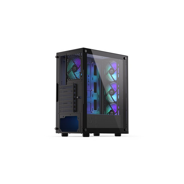 Endorfy számítógépház - ventum 200 argb (atx /micro atx/itx, 2xusb3.0, 4x12cm led ventilátor, ablakos, fekete)