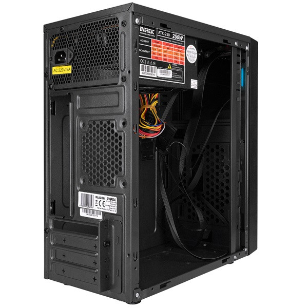Everest számítógépház -  blazon (200w táp; rgb; fekete; plexi; matx; 1x80mm; 2xusb2.0)