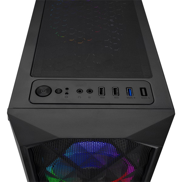 Everest számítógépház -  bumpy (fekete; plexi; atx; alsó táp; 1x120mm; 1xusb3.0 + 2xusb2.0, i/o; porszűrő)