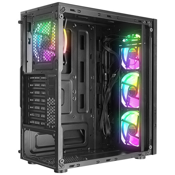 Everest számítógépház -  crest v1 (fekete; üveg; atx; alsó táp; 4x120mm rgb, 1xusb3.0 + 2xusb2.0)
