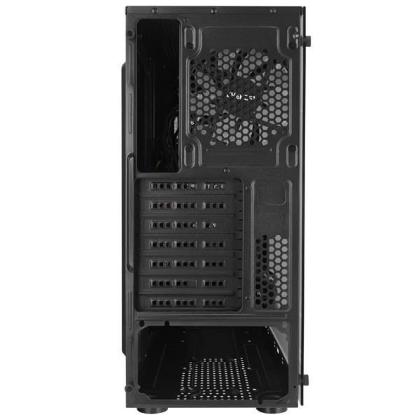 Everest számítógépház -  faced v1 (fekete; üveg; atx; alsó táp; 4x120mm; 1xusb3.0 + 2xusb2.0)
