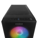 Everest számítógépház -  faced v1 (fekete; üveg; atx; alsó táp; 4x120mm; 1xusb3.0 + 2xusb2.0)