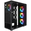 Everest számítógépház -  faced v1 (fekete; üveg; atx; alsó táp; 4x120mm; 1xusb3.0 + 2xusb2.0)