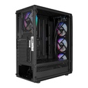 Everest számítógépház -  flat mesh (fekete; plexi; atx; alsó táp; 4x120mm; 1xusb3.0 + 2xusb2.0, i/o; porszűrő)