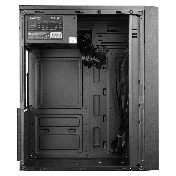 Everest számítógépház -  k210 peak 250w (fekete; micro atx / atx/mini-itx, 250w táp, 2xusb2.0 )