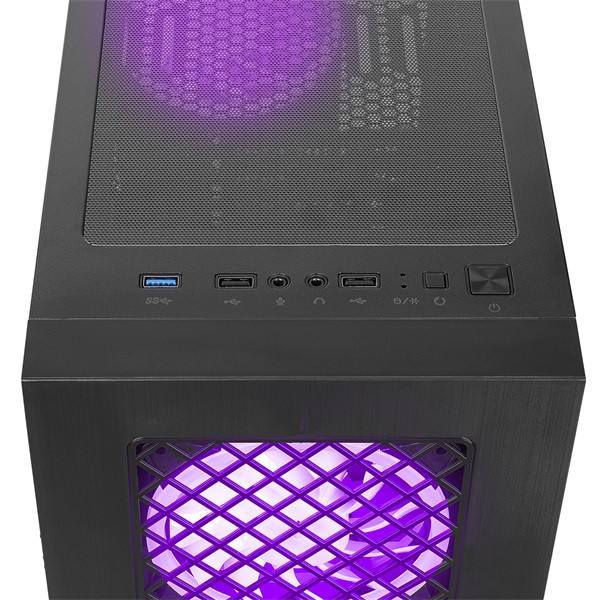 Everest számítógépház -  plaid v1 (fekete; üveg; atx; alsó táp; 4x120mm rgb, 1xusb3.0 + 2xusb2.0)