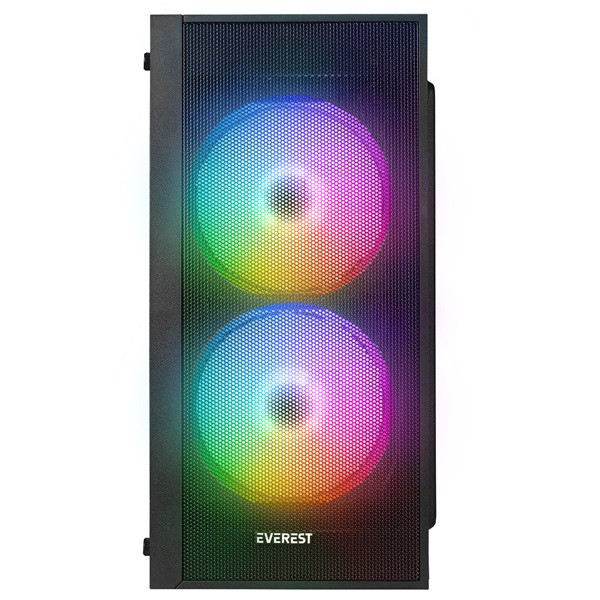 Everest számítógépház - minion mesh peak 300w (fekete; 2x12cm venti, micro atx / mini-itx, 300w táp)