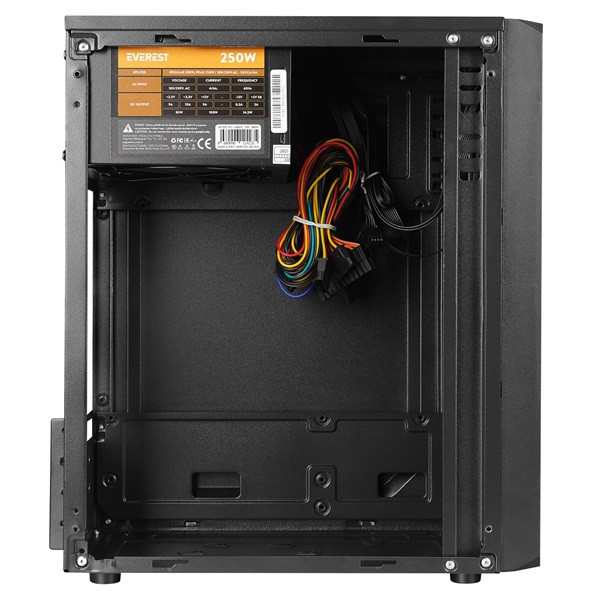 Everest számítógépház - saber rgb peak 250w (fekete; micro atx / mini-itx, 250w táp, 2xusb2.0 )