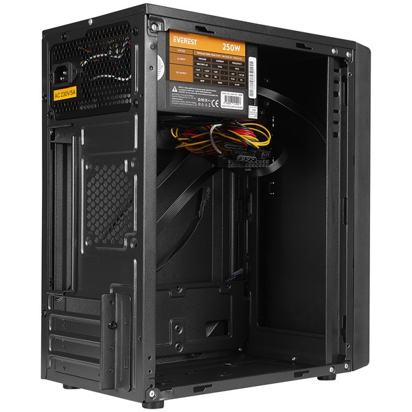 Everest számítógépház - warp peak 250w (fekete; micro atx / mini-itx, 250w táp, 2xusb2.0 )