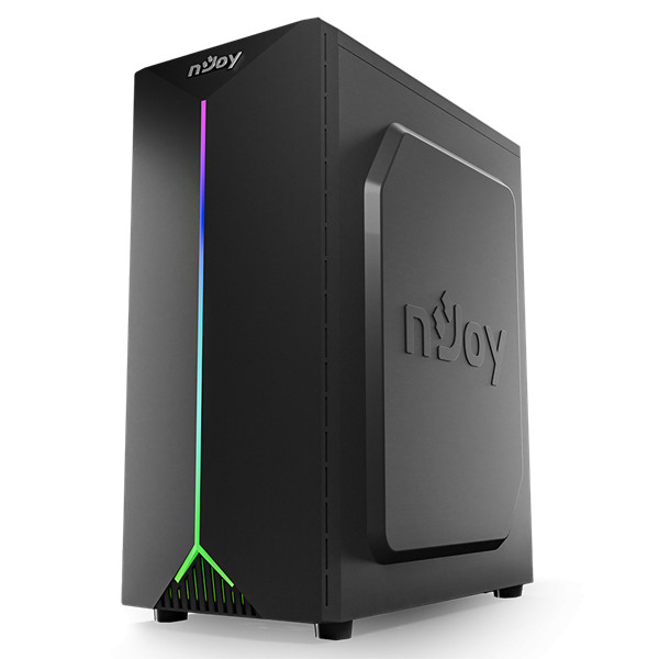Njoy számítógépház -  anil (fekete, ablakos, atx, 1x12cm, 2xusb2.0, 1x usb3.0)