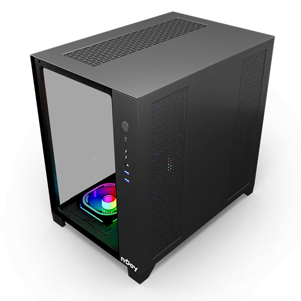 Njoy számítógépház -  aura (fekete, ablakos, atx, 7x12cm, 2xusb3.0, 1x usb-c)