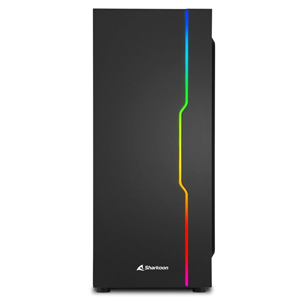 Sharkoon számítógépház - rgb slider black (fekete; üveg oldal; alsó táp; atx; 6x120mm; 2xusb3.0; 1xusb2.0; i/o)