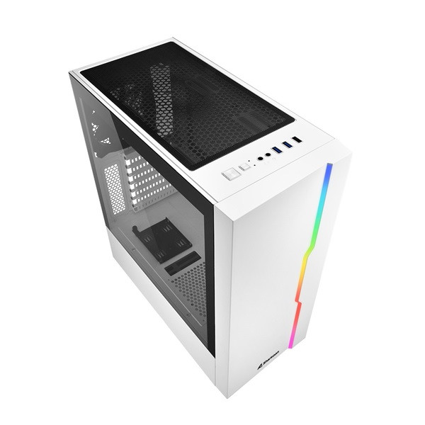 Sharkoon számítógépház - rgb slider white (fehér; üveg oldal; alsó táp; atx; 6x120mm; 2xusb3.0; 1xusb2.0; i/o)