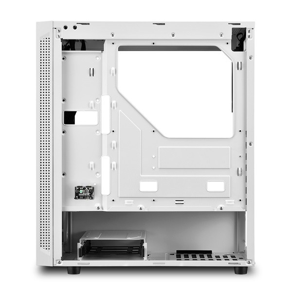 Sharkoon számítógépház - rgb slider white (fehér; üveg oldal; alsó táp; atx; 6x120mm; 2xusb3.0; 1xusb2.0; i/o)